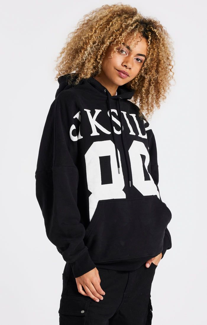 Black Drop Shoulder Relaxed Fit Hoodie sold by Siksilk product image thumbnail 2