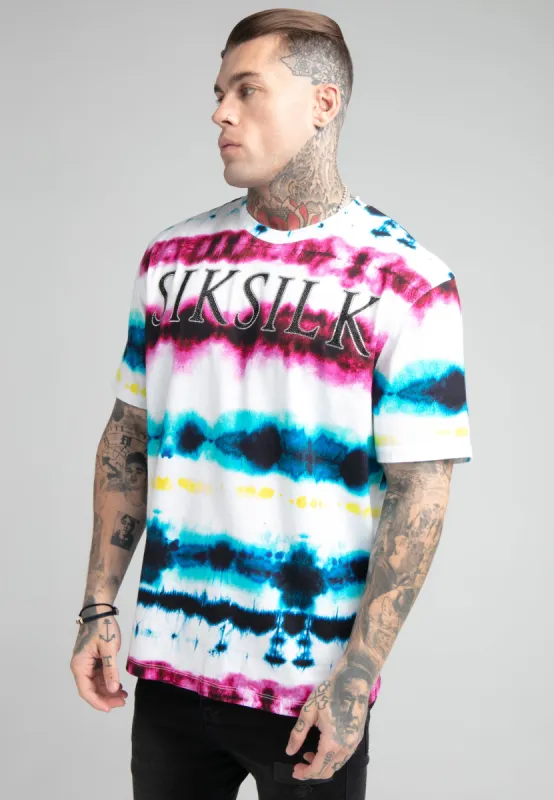 White Tie Dye Rhinestone Oversized T-Shirt sold by Siksilk