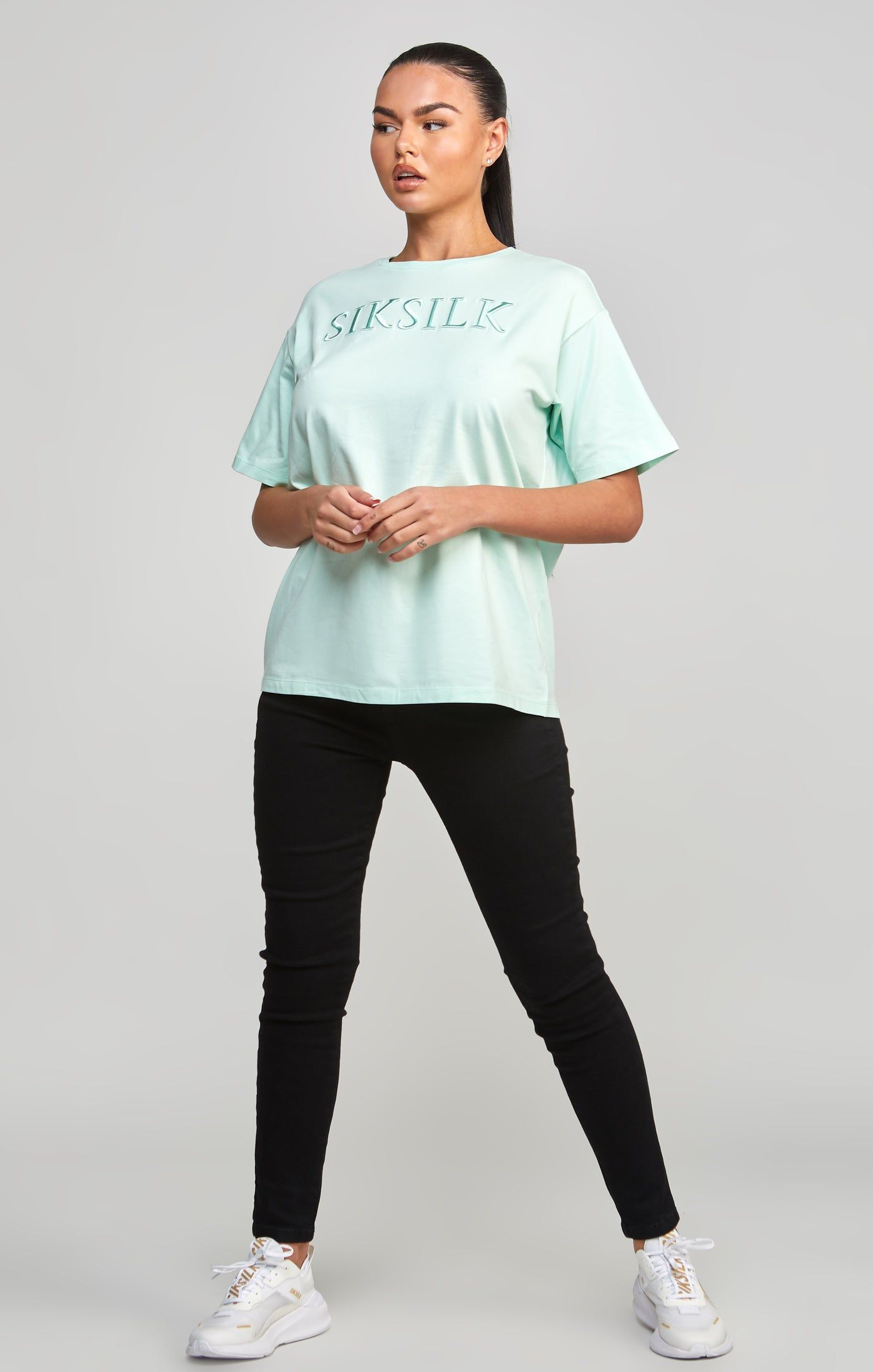 Mint Embroidered Boyfriend T-Shirt sold by Siksilk product image thumbnail 4