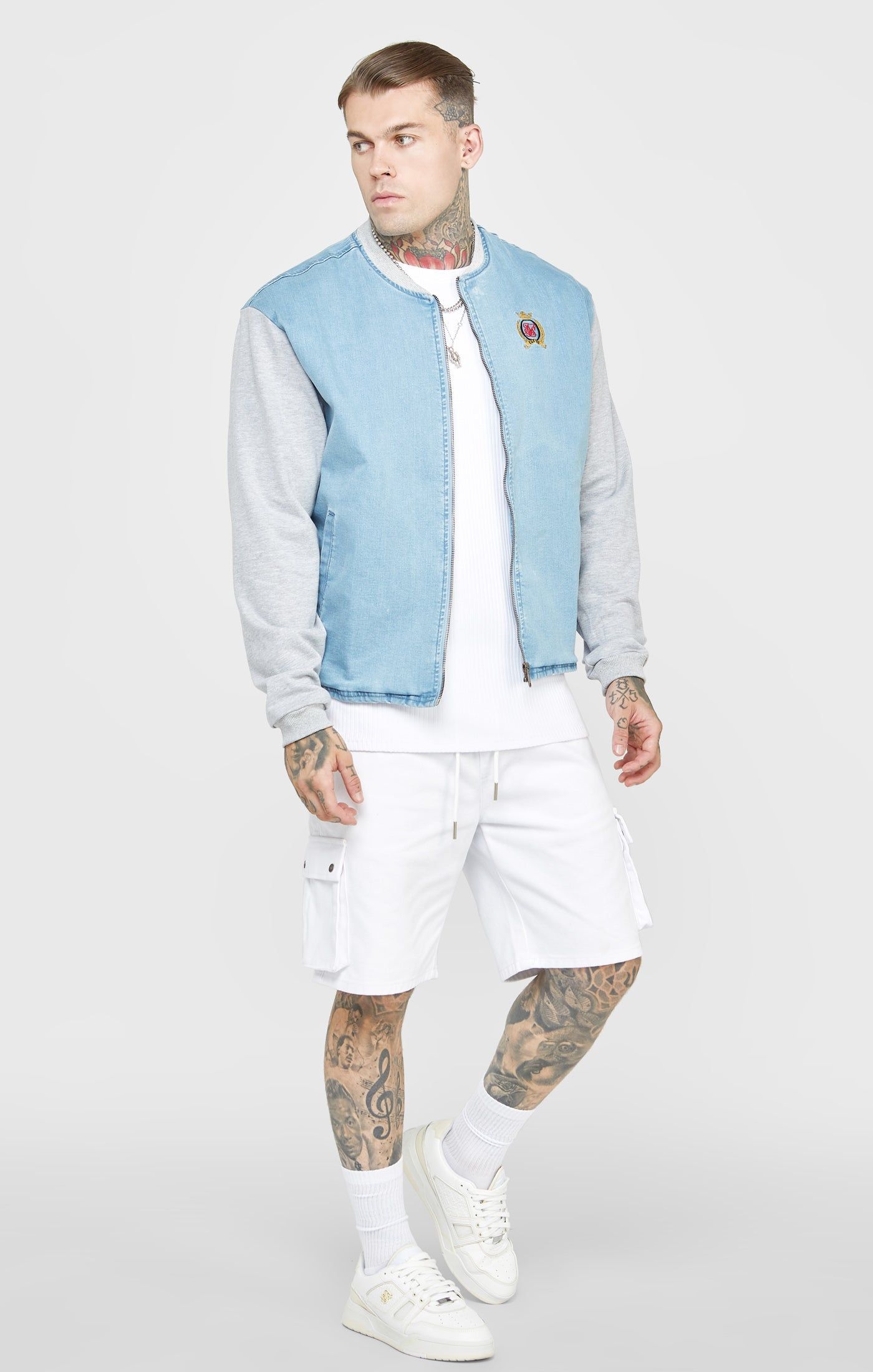 Blue Denim Bomber Jacket sold by Siksilk product image thumbnail 4