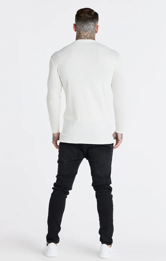 Ecru Long Sleeve Rib Muscle Fit T-Shirt sold by Siksilk product image thumbnail 5