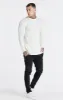 Ecru Long Sleeve Rib Muscle Fit T-Shirt sold by Siksilk