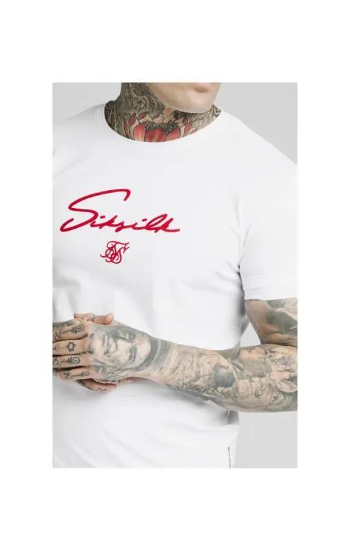 SikSilk S/S Signature Flock Tee - White sold by Siksilk