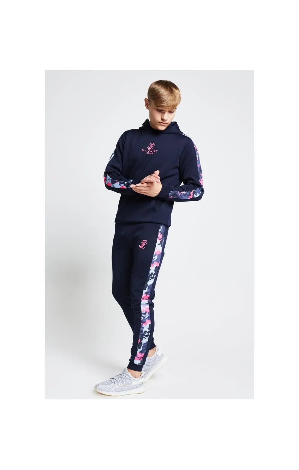 Illusive London Fade Panel Cuffed Joggers – Navy & Neon Pink Camo sold by Siksilk product image thumbnail 4