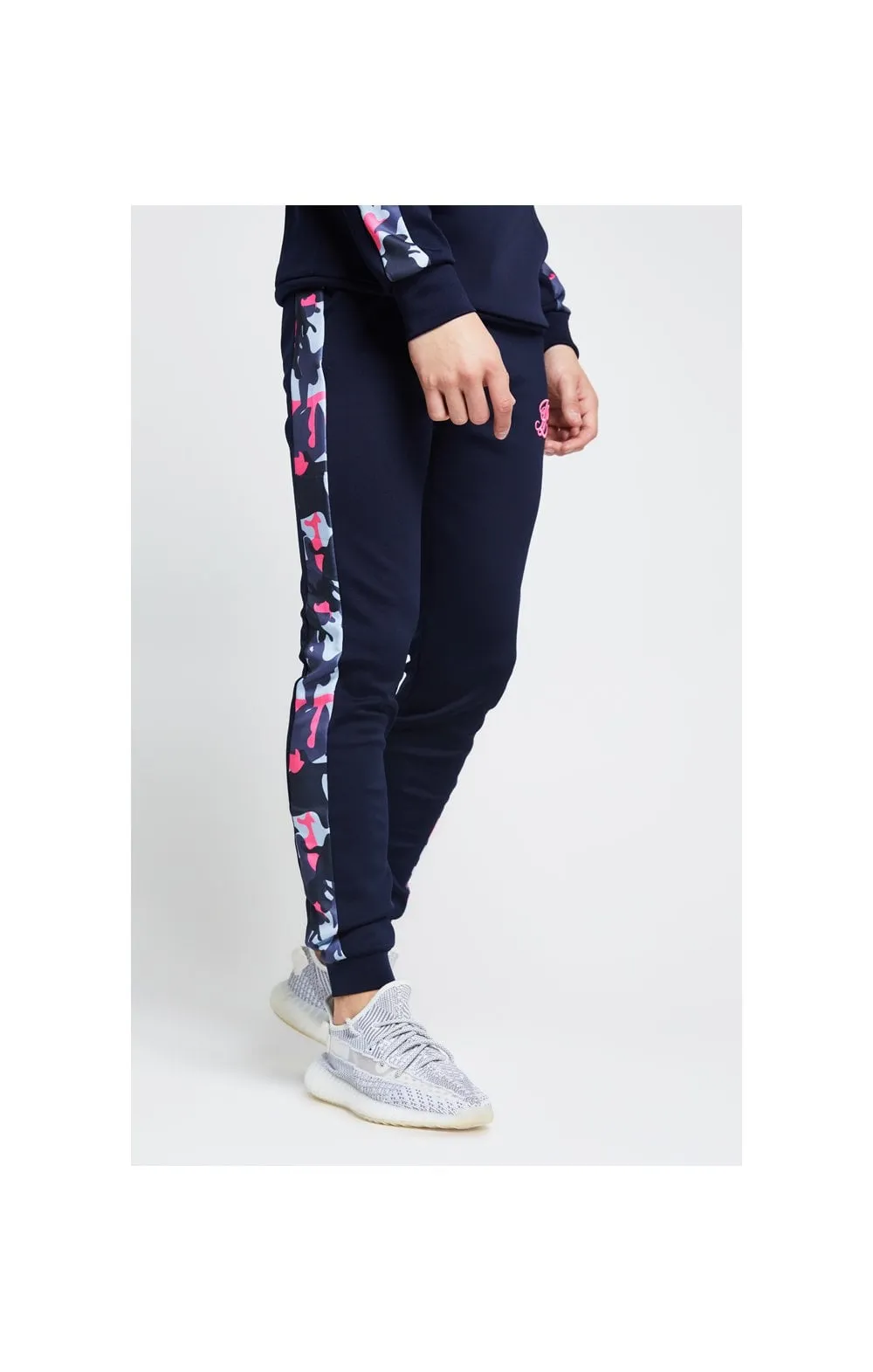 Illusive London Fade Panel Cuffed Joggers – Navy & Neon Pink Camo sold by Siksilk product image thumbnail 3