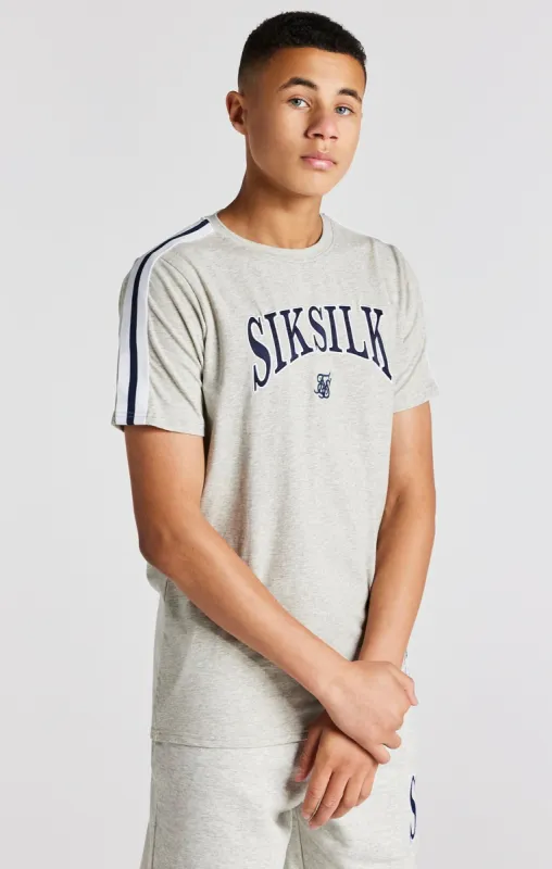 Boys Grey Marl Varsity T-Shirt sold by Siksilk