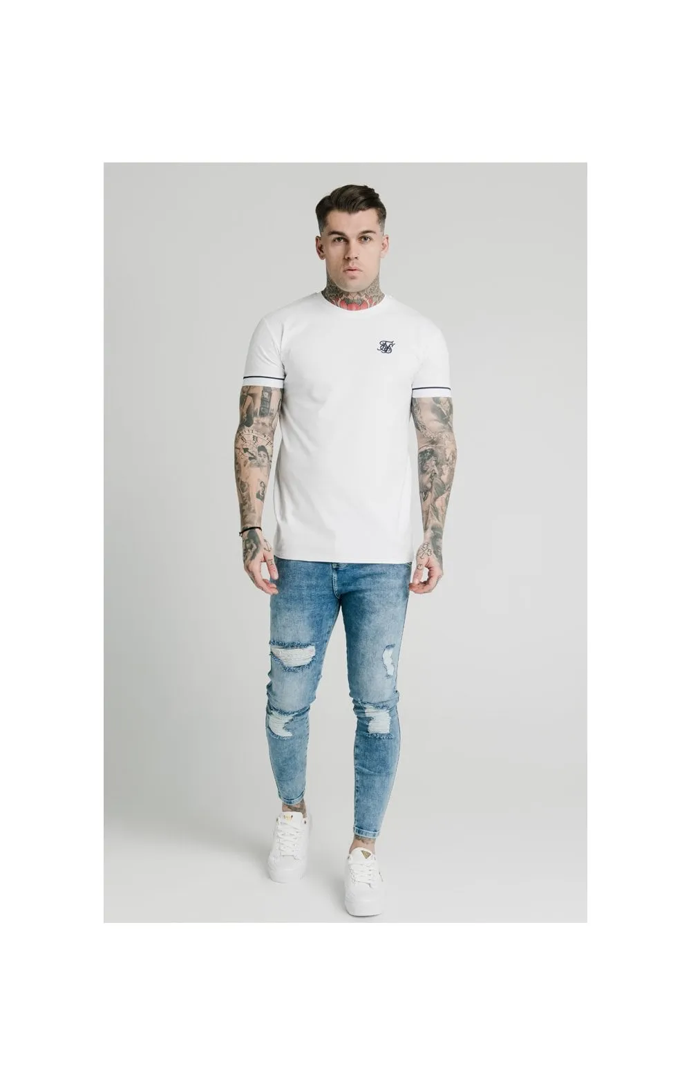 SikSilk S/S High Collar Tee - White sold by Siksilk product image thumbnail 4
