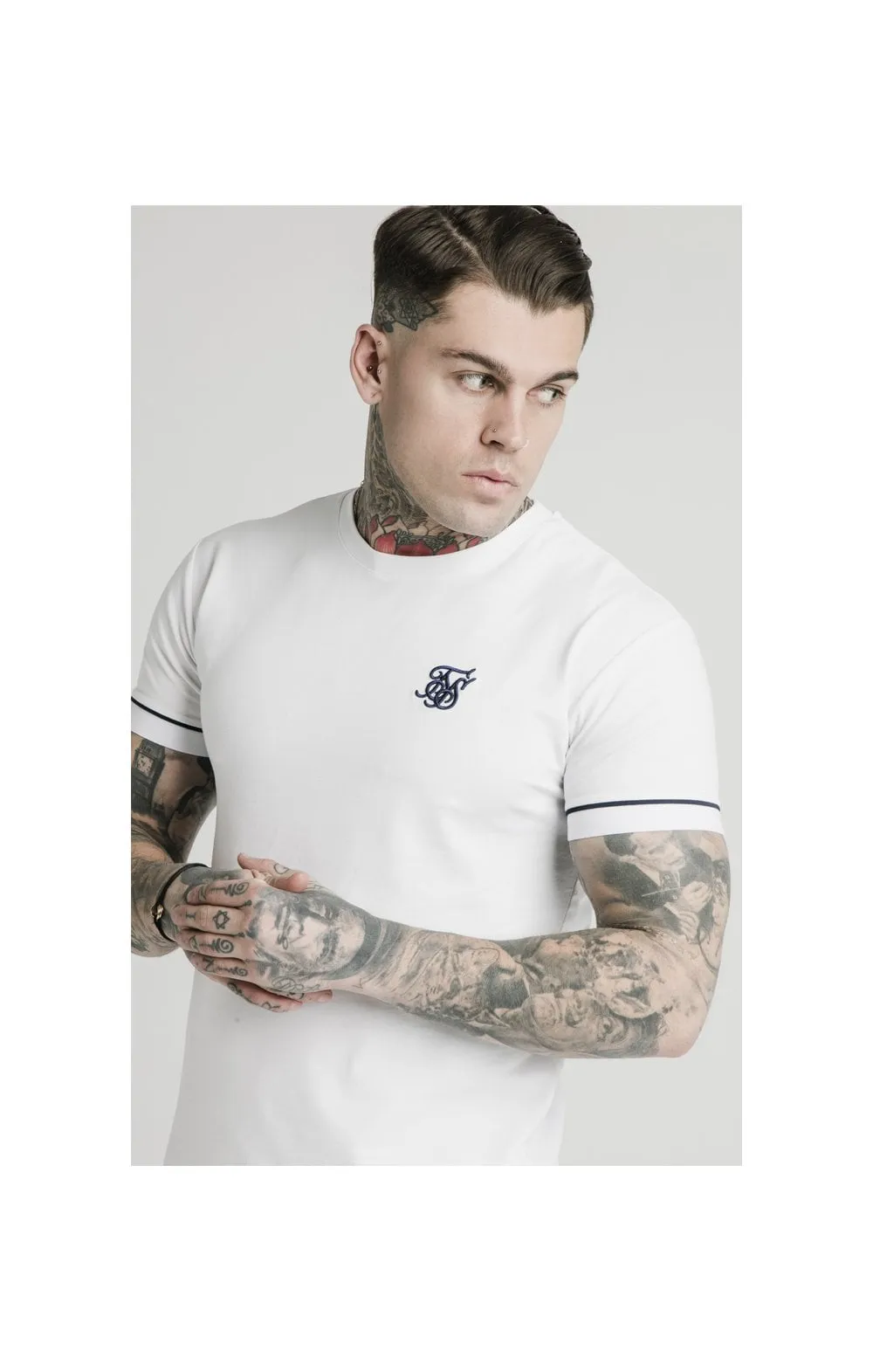 SikSilk S/S High Collar Tee - White sold by Siksilk product image thumbnail 2