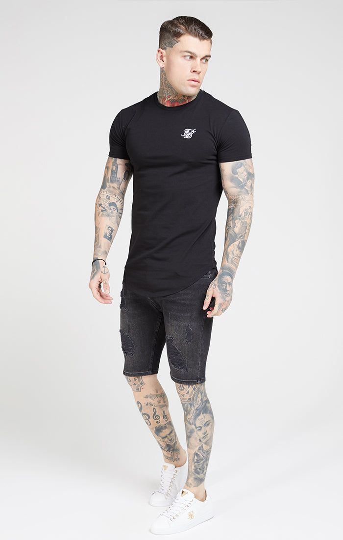 Black Skinny Distressed Denim Short sold by Siksilk product image thumbnail 4