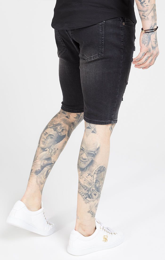 Black Skinny Distressed Denim Short sold by Siksilk product image thumbnail 3