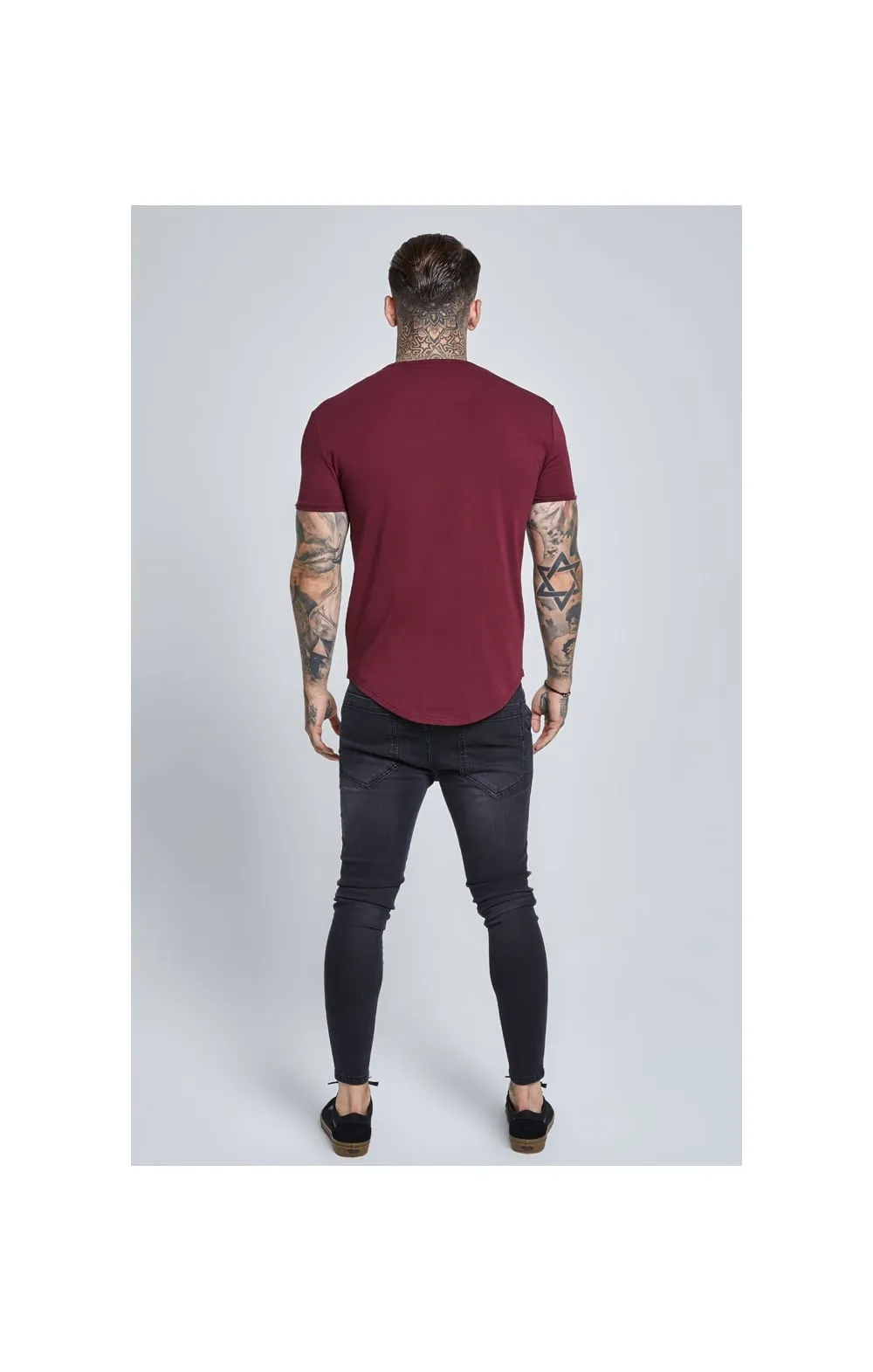 Burgundy Short Sleeve Muscle Fit T-Shirt sold by Siksilk product image thumbnail 4