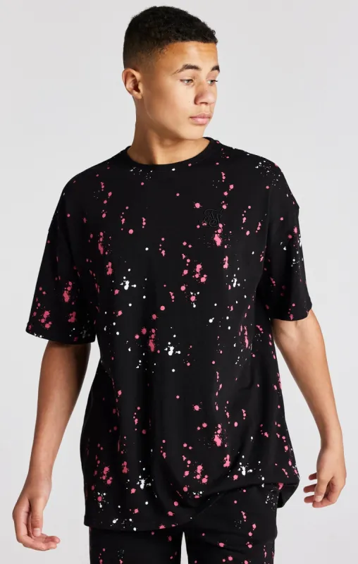 Boys Black Paint Splatter Oversized T-Shirt sold by Siksilk