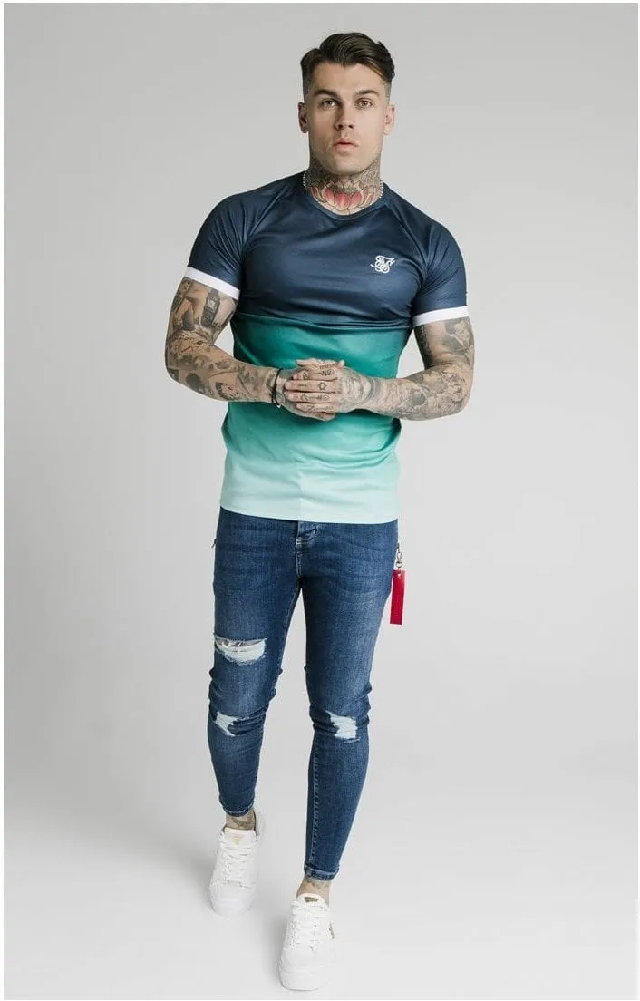 SikSilk S/S Straight Hem Fade Tech Tee - Navy Pacific Fade sold by Siksilk product image thumbnail 4