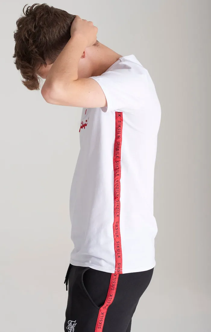 Boys White Taped T-Shirt sold by Siksilk product image thumbnail 3