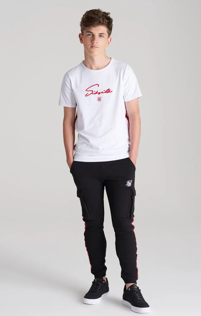 Boys White Taped T-Shirt sold by Siksilk product image thumbnail 4