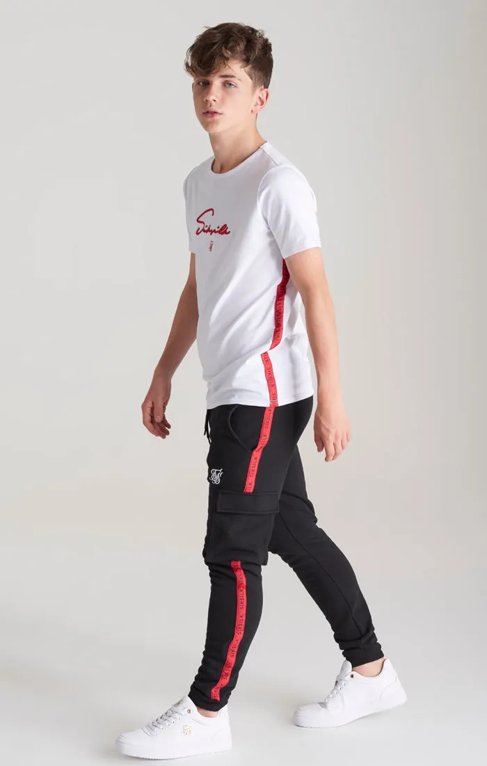 Boys White Taped T-Shirt sold by Siksilk product image thumbnail 5