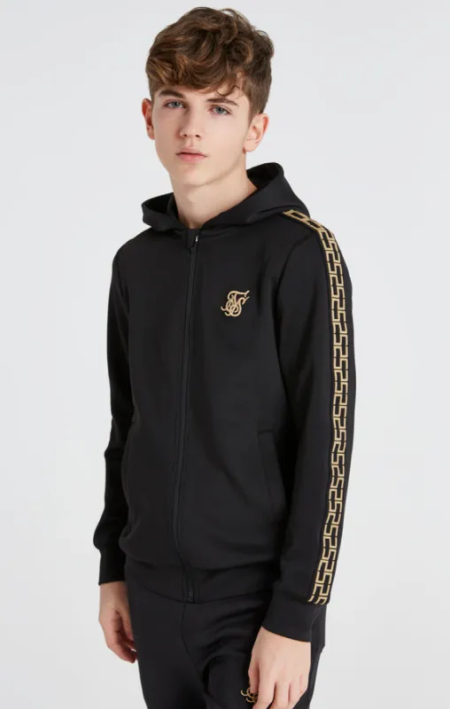 Boys Black Taped Zip Thru Hoodie sold by Siksilk