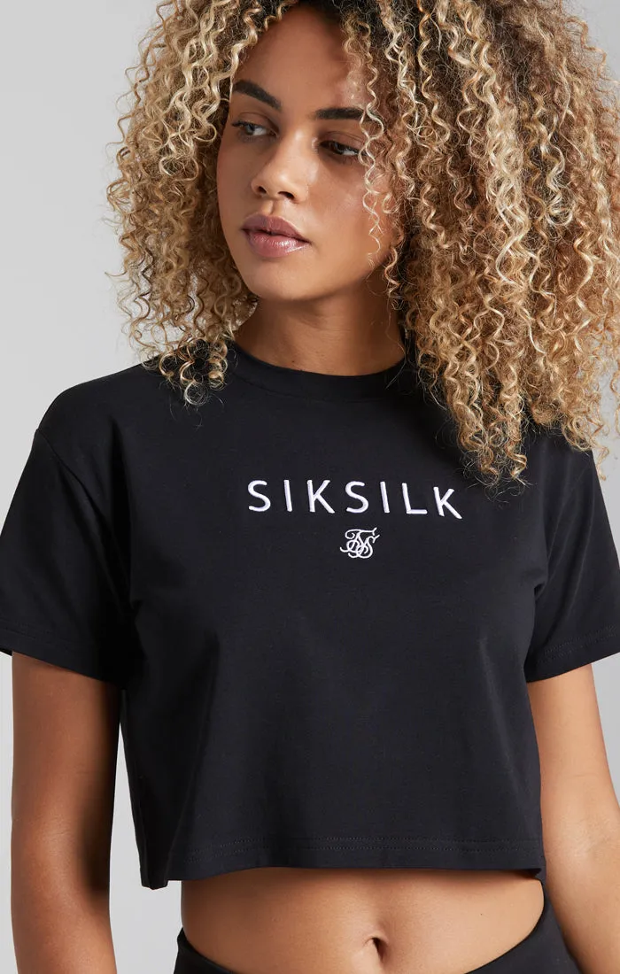 SikSilk Crop Logo Tee – Black sold by Siksilk