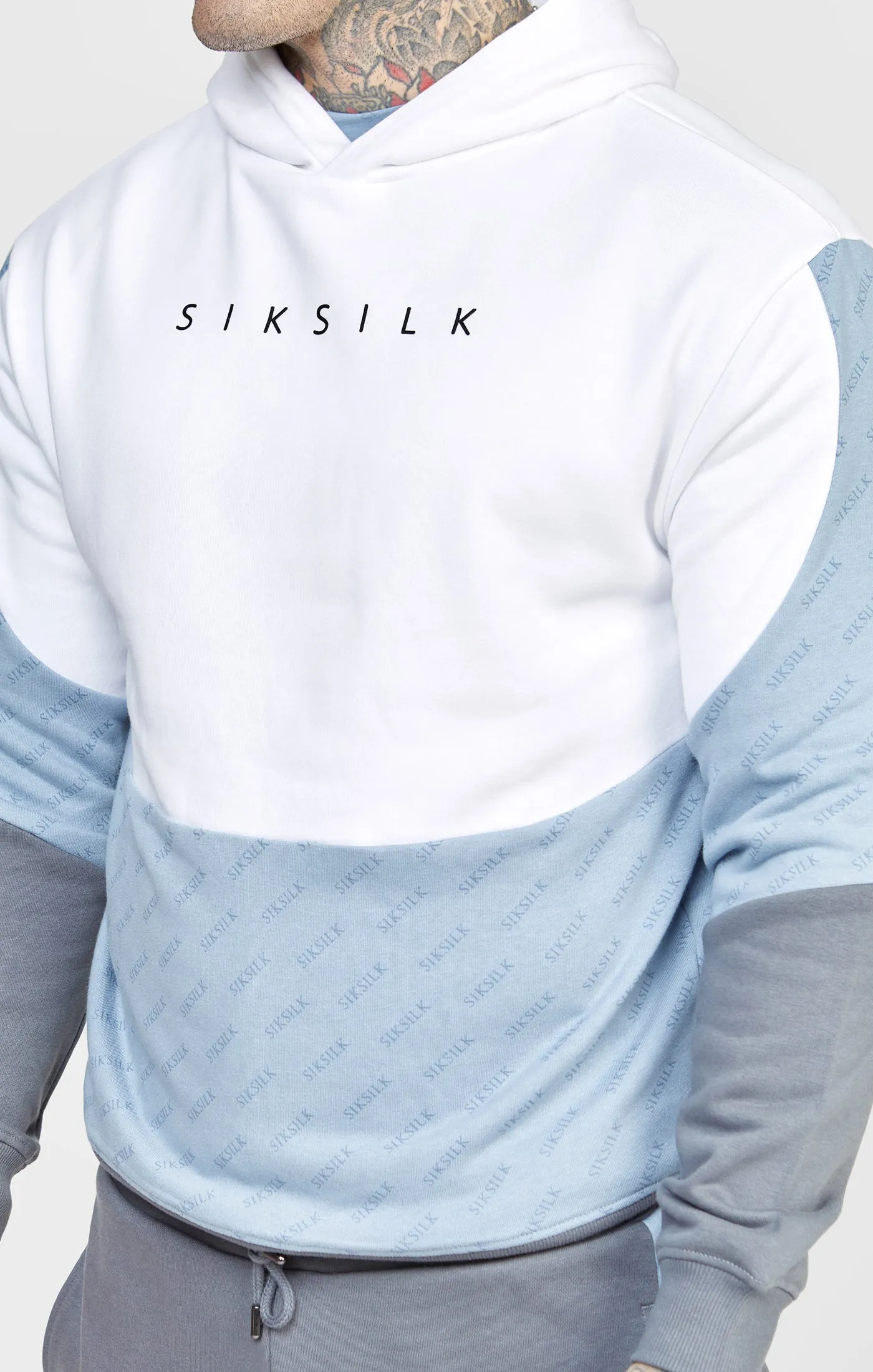 White Colour Block Relaxed Fit Hoodie sold by Siksilk product image thumbnail 2