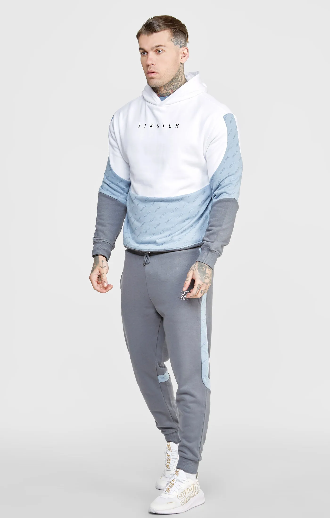 White Colour Block Relaxed Fit Hoodie sold by Siksilk product image thumbnail 3