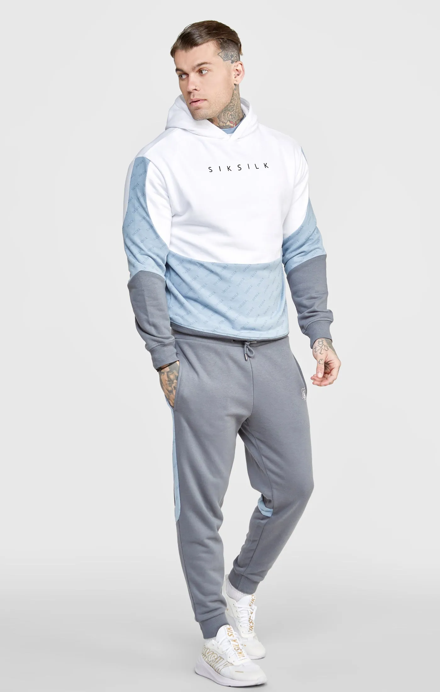 White Colour Block Relaxed Fit Hoodie sold by Siksilk product image thumbnail 4