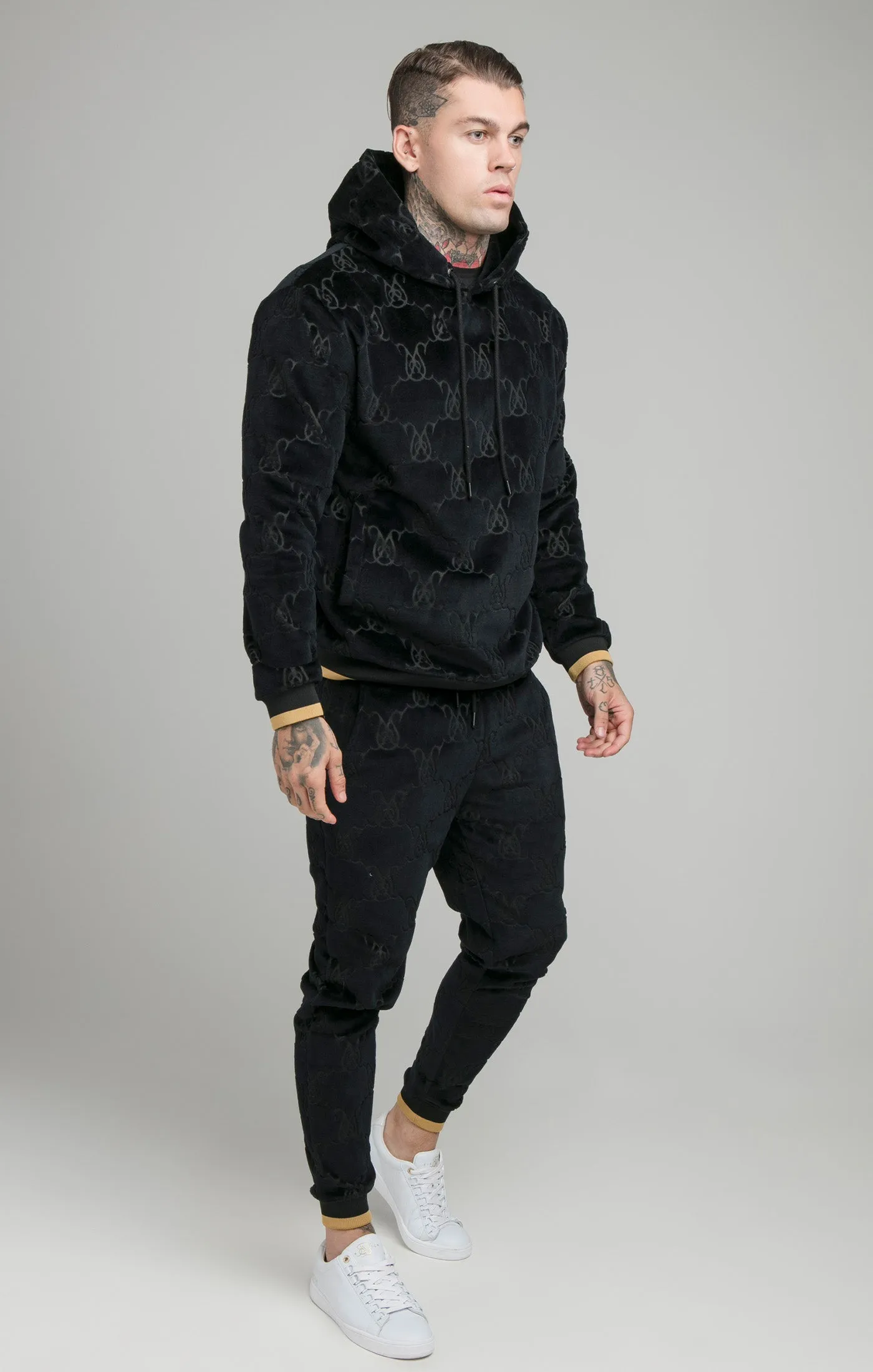 Black Devore Velvet Overhead Hoodie sold by Siksilk product image thumbnail 4