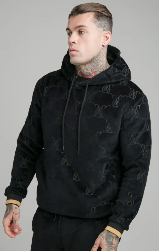 Black Devore Velvet Overhead Hoodie sold by Siksilk
