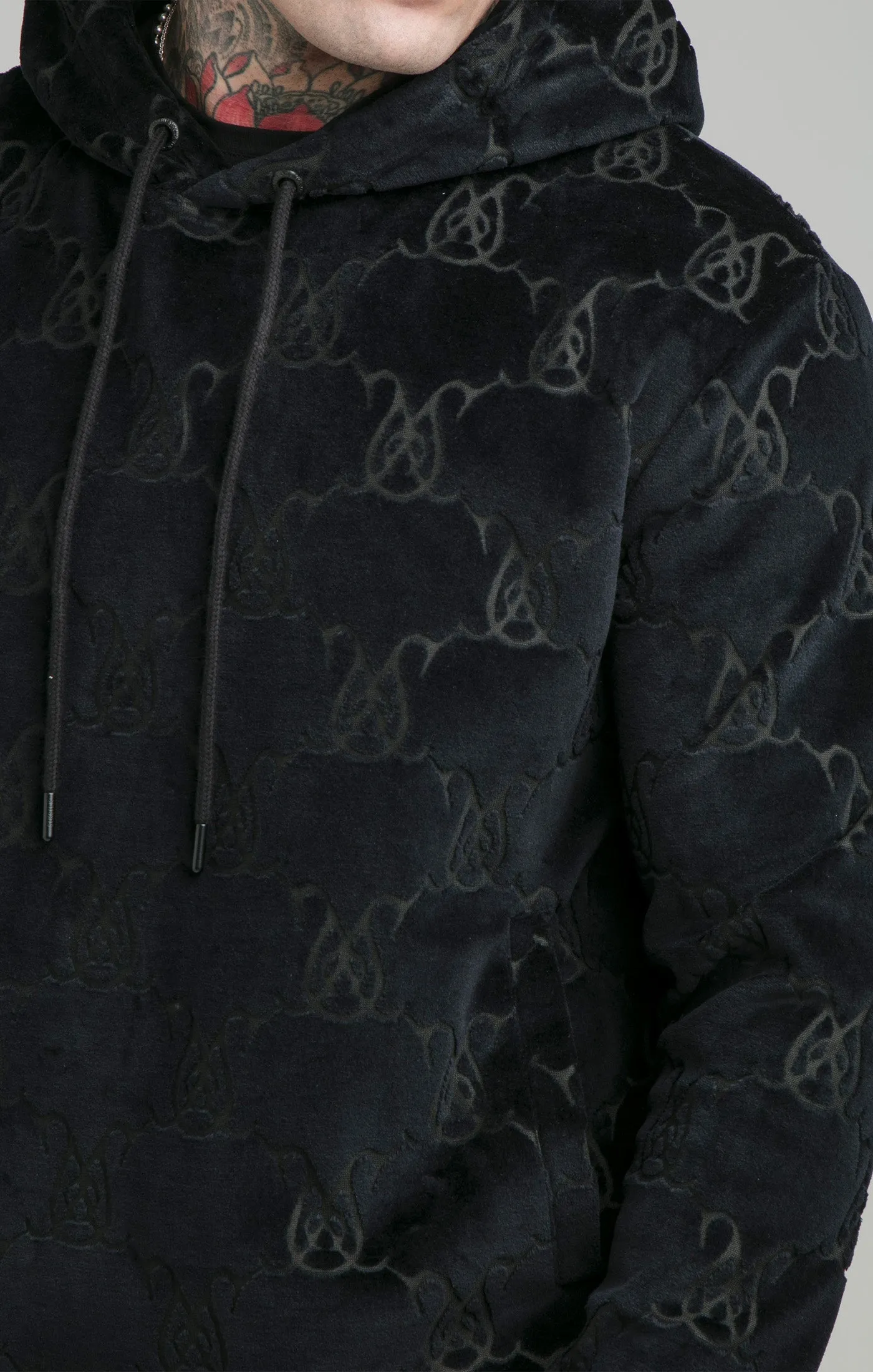 Black Devore Velvet Overhead Hoodie sold by Siksilk product image thumbnail 2