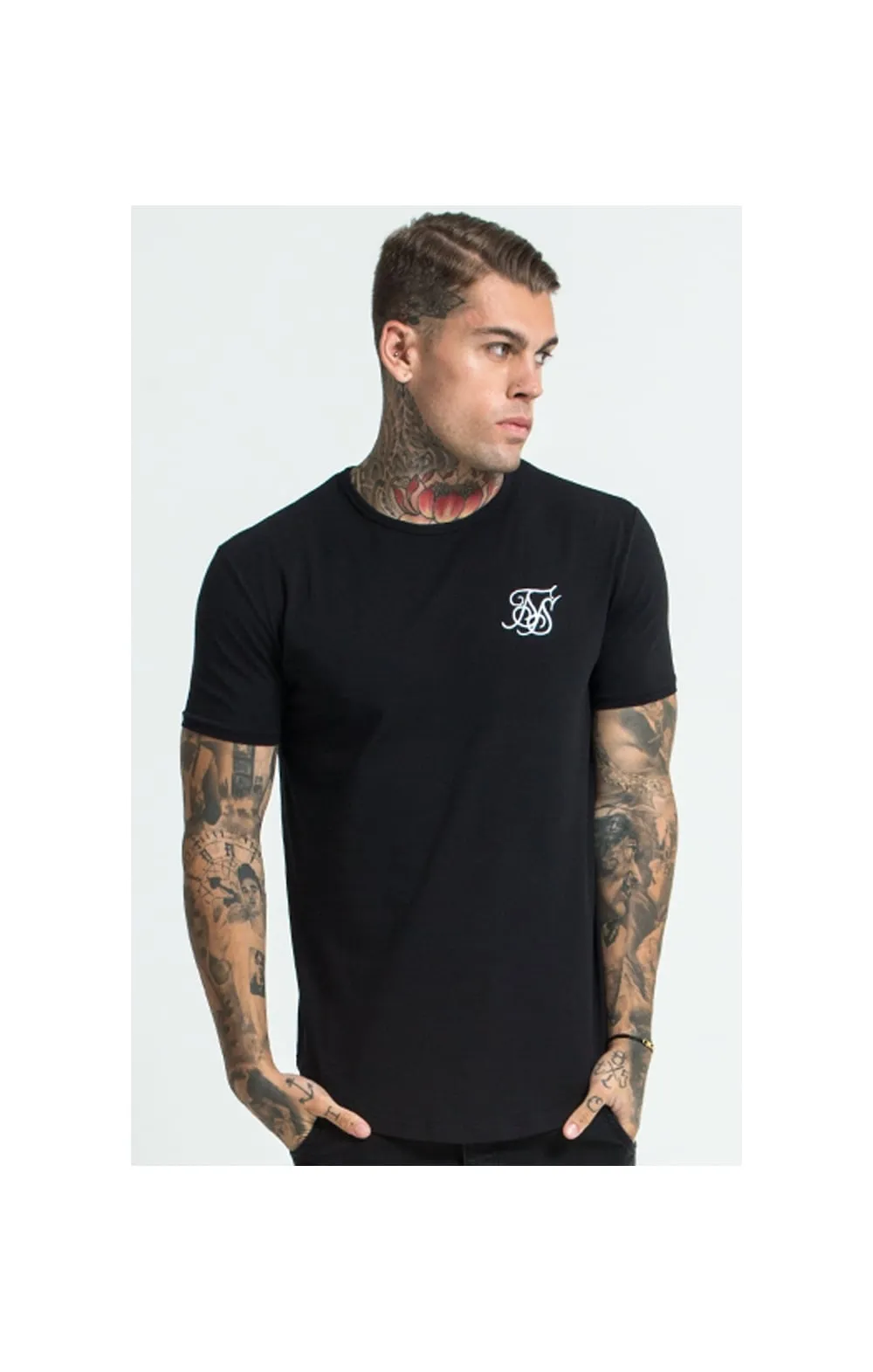 Black Short Sleeve Muscle Fit T-Shirt sold by Siksilk