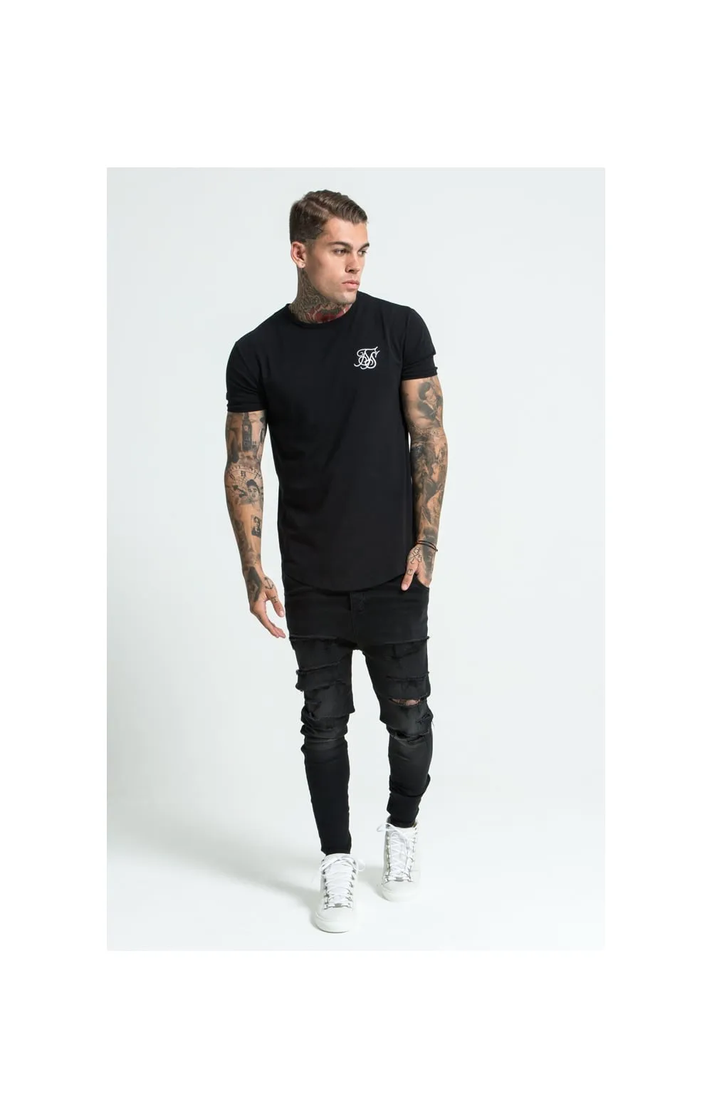 Black Short Sleeve Muscle Fit T-Shirt sold by Siksilk product image thumbnail 2