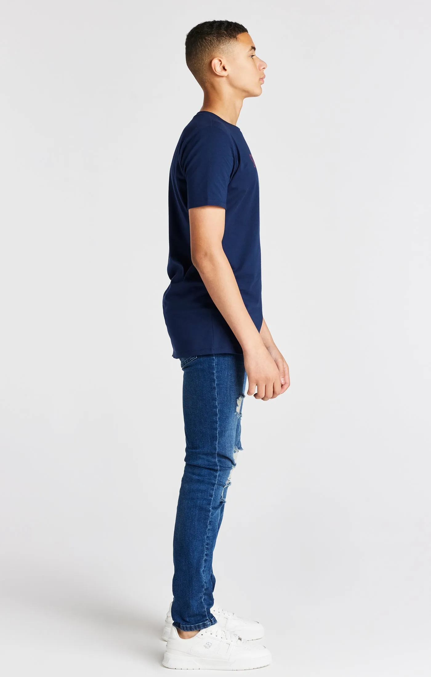 Boys Navy Branded Tee sold by Siksilk product image thumbnail 4