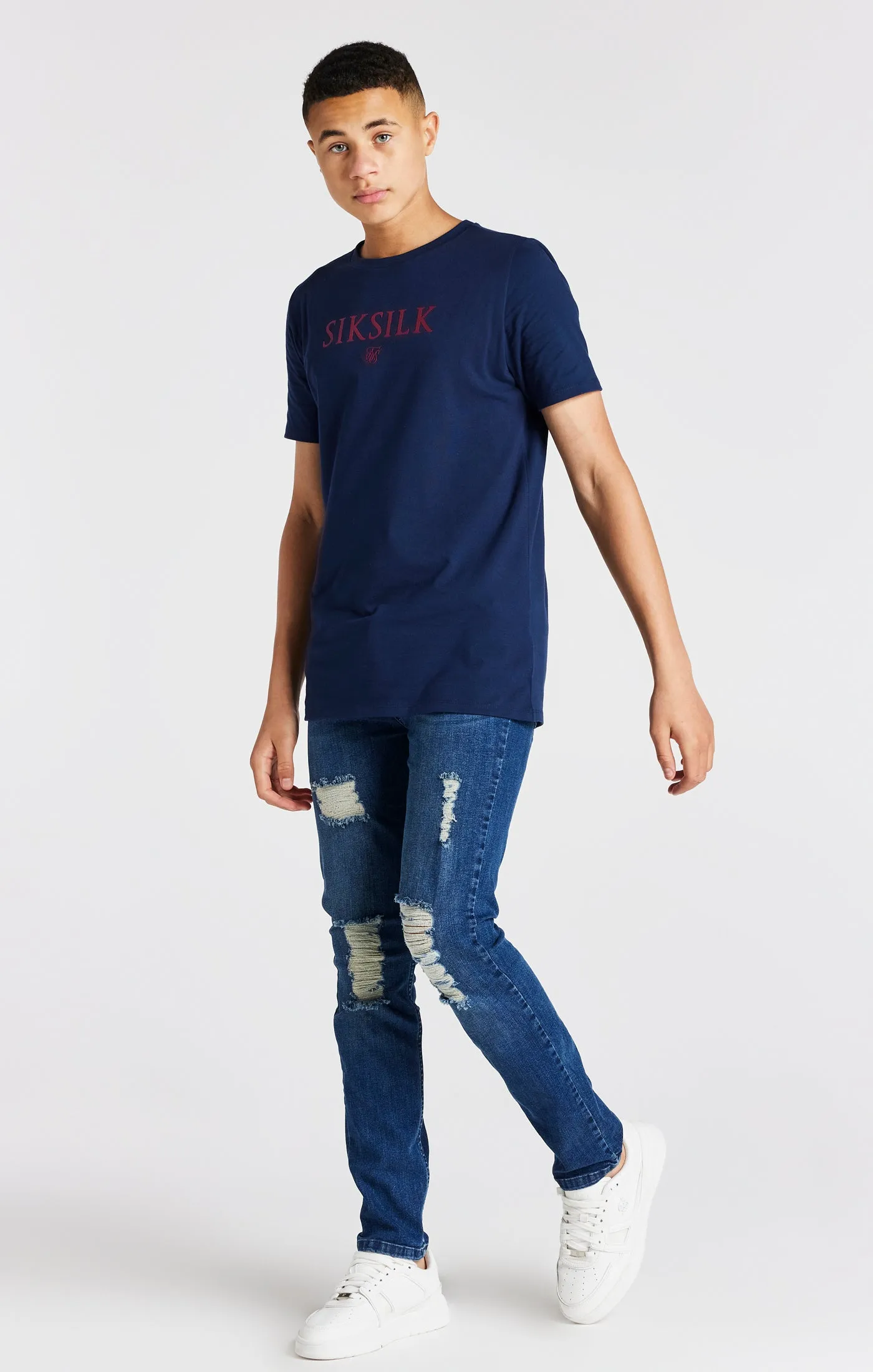 Boys Navy Branded Tee sold by Siksilk product image thumbnail 3