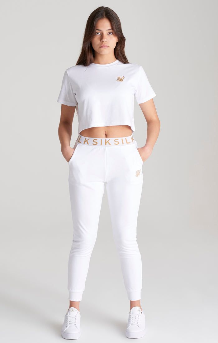 Girls White Logo Cropped T-Shirt sold by Siksilk product image thumbnail 5