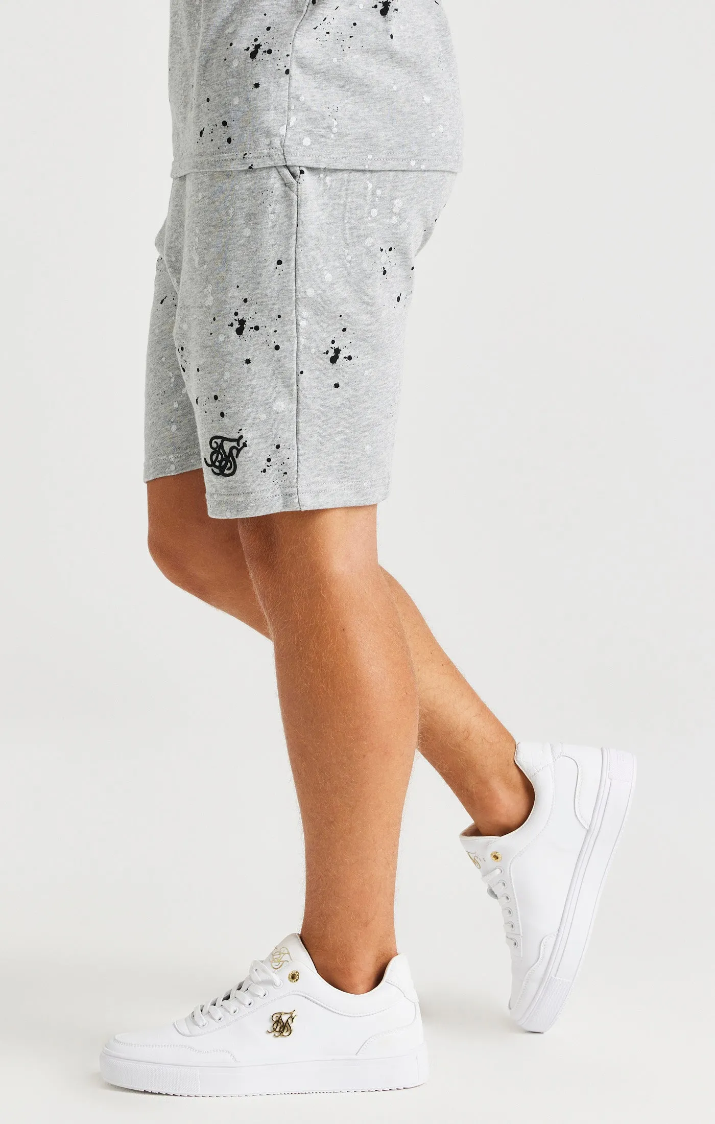 SikSilk Paint Splatter Shorts - Grey Marl sold by Siksilk product image thumbnail 2