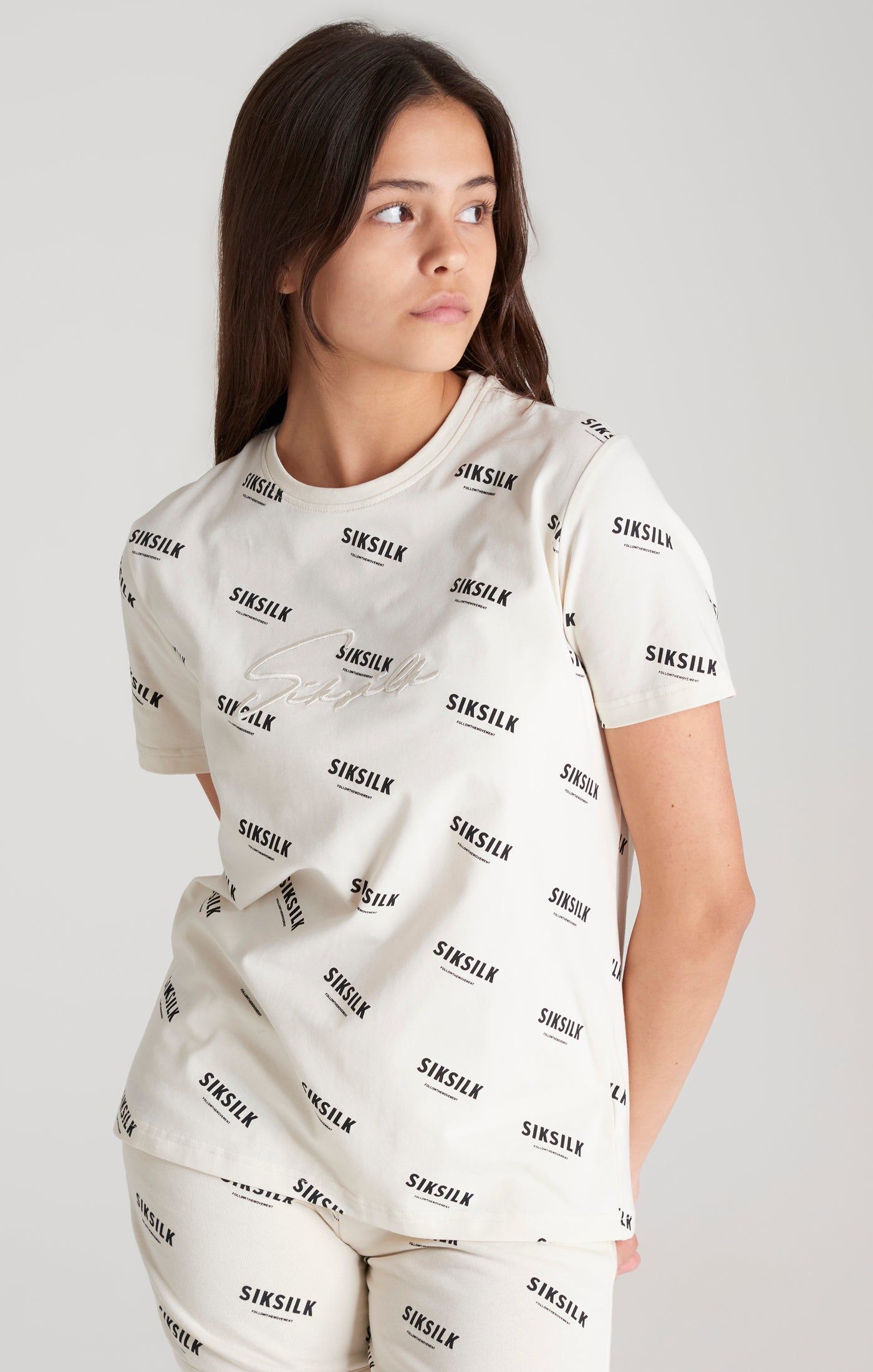 Girls Ecru Signature Boyfriend T-Shirt sold by Siksilk