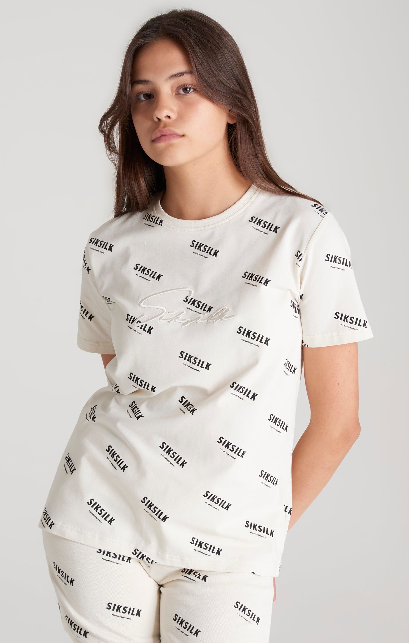 Girls Ecru Signature Boyfriend T-Shirt sold by Siksilk product image thumbnail 2