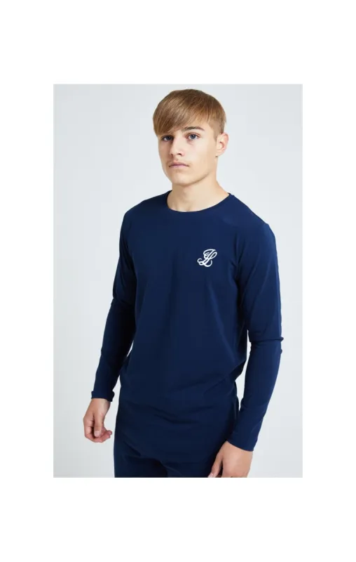 Boys Illusive Navy Essentials Long Sleeve T-Shirt sold by Siksilk