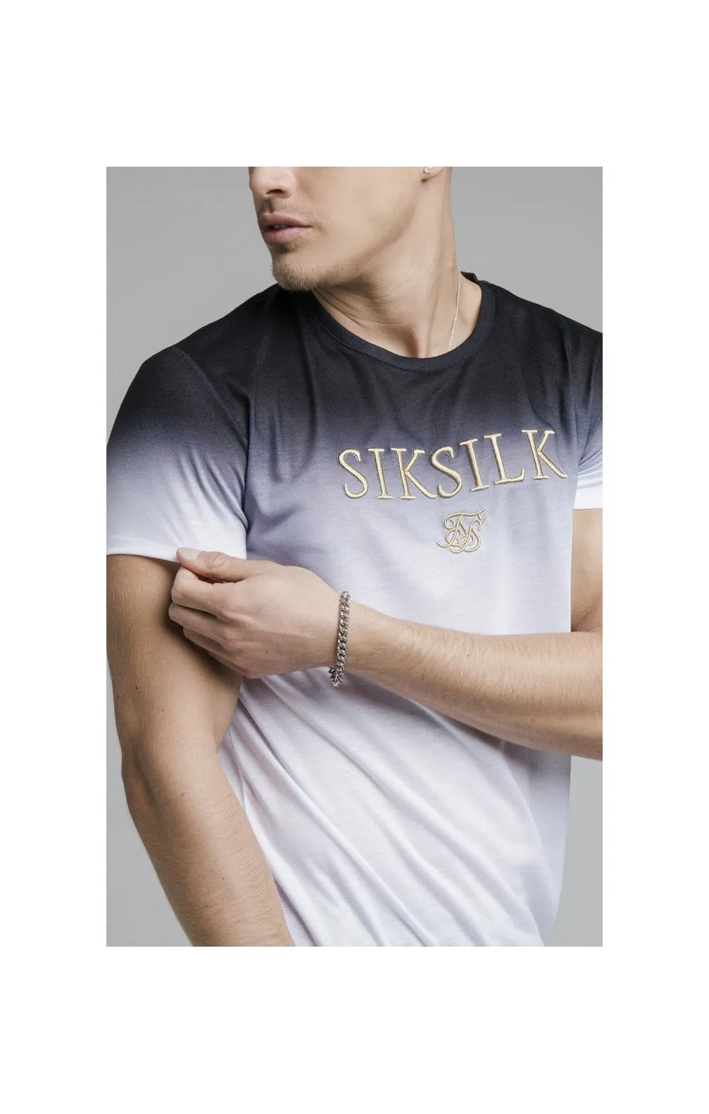 Black Embroidered Muscle Fit T-Shirt sold by Siksilk product image thumbnail 3