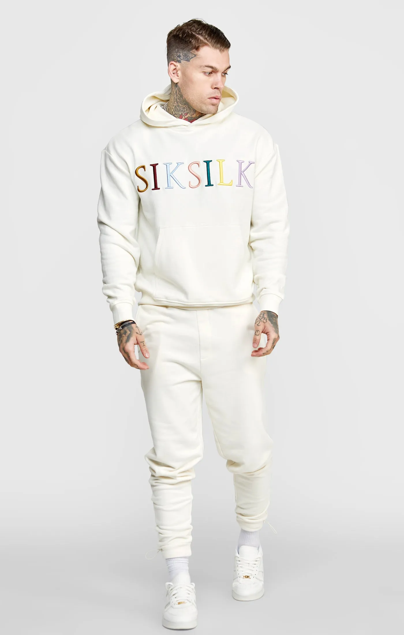 Ecru Coloured Logo Hoodie sold by Siksilk product image thumbnail 3