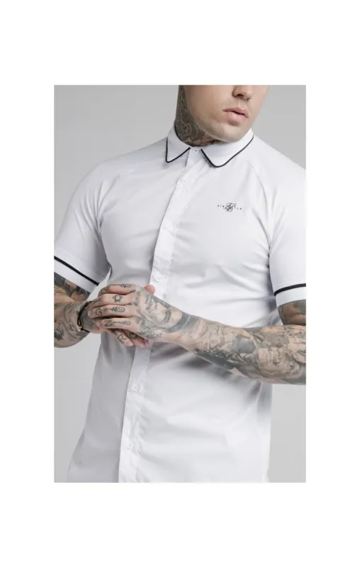 SikSilk S/S Piping Inset Cuff Shirt - White sold by Siksilk