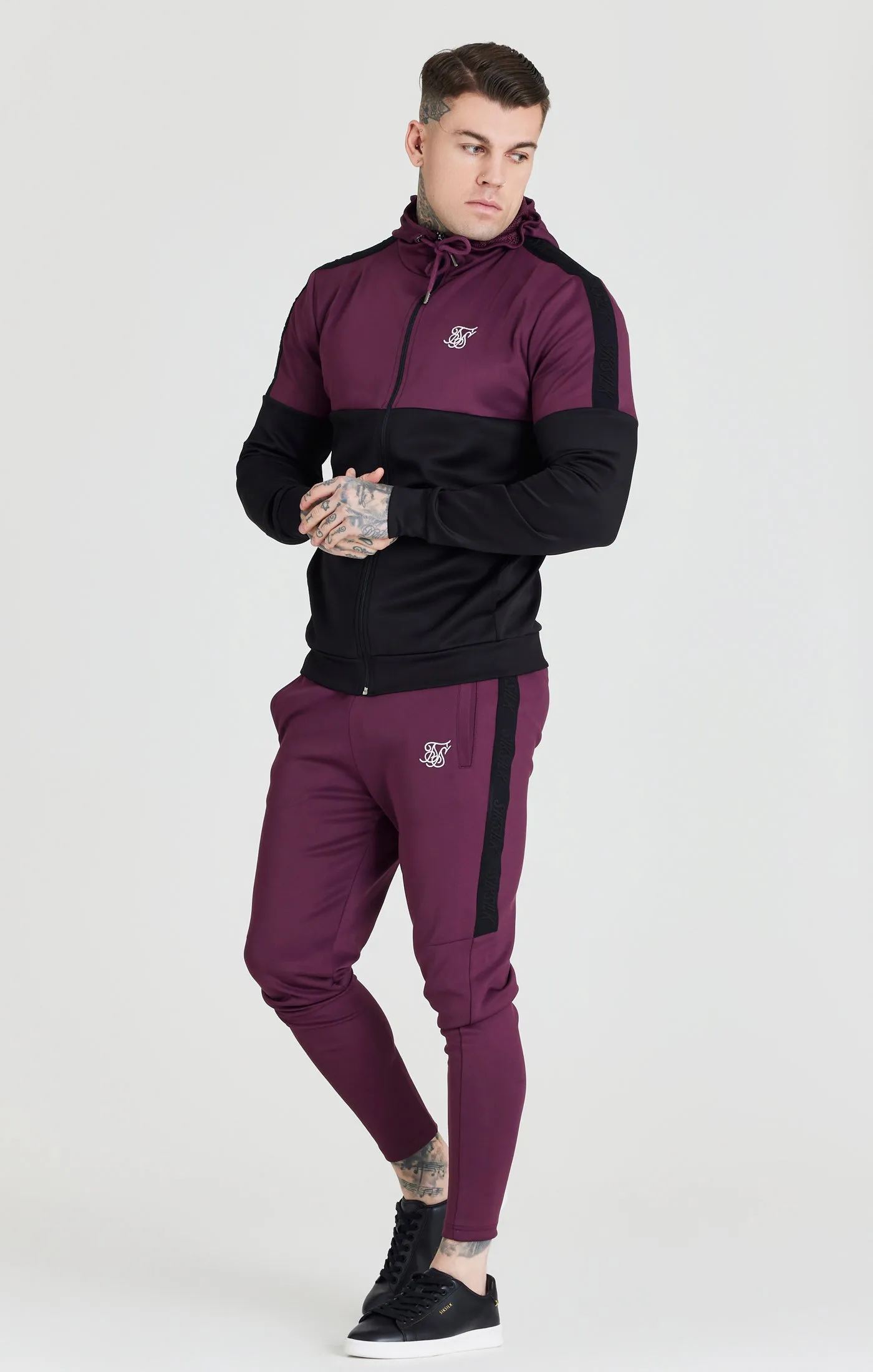 SikSilk Cut & Sew Zip Through Hood - Burgundy & Black sold by Siksilk product image thumbnail 2