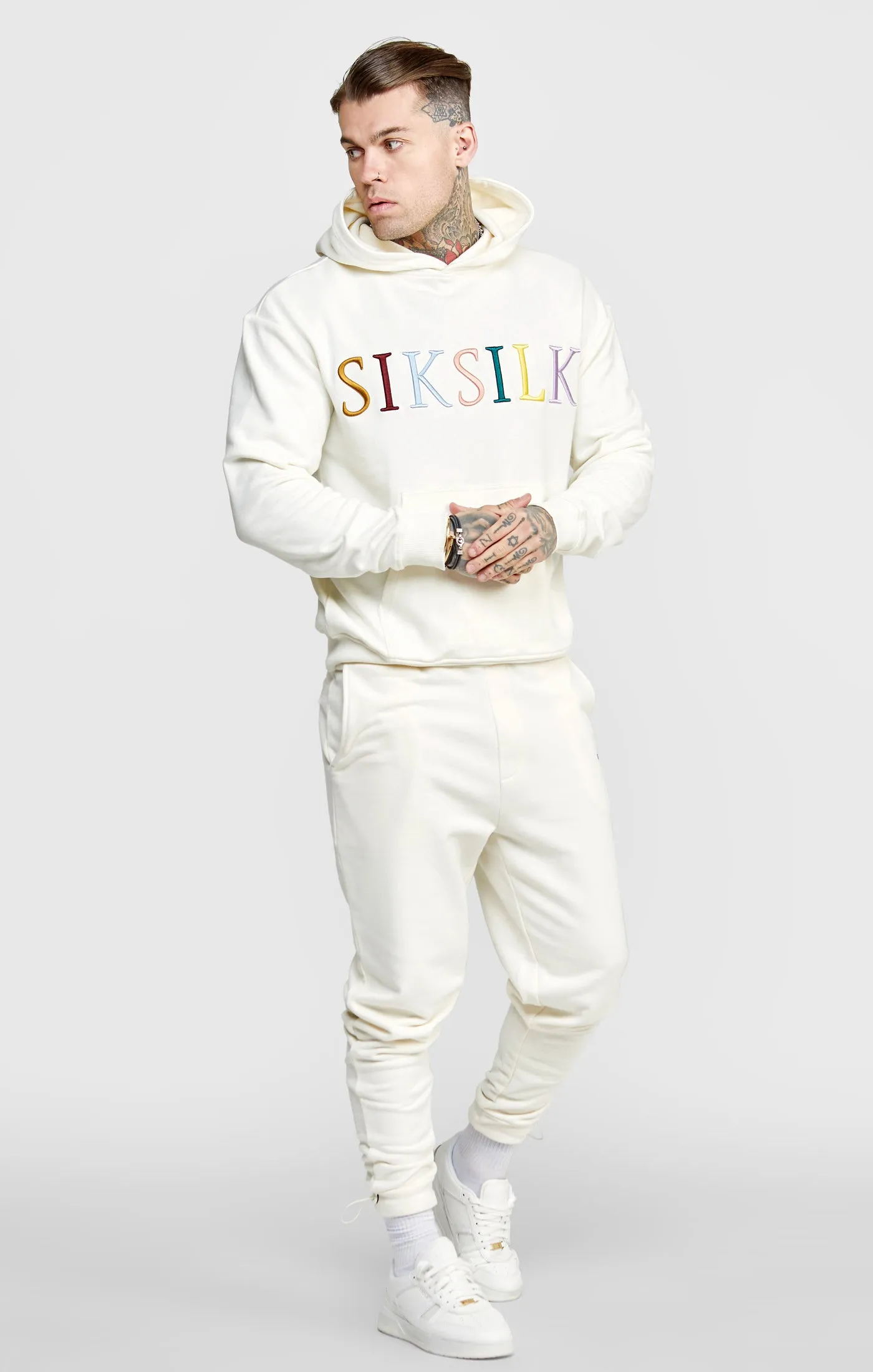 Ecru Coloured Logo Hoodie sold by Siksilk product image thumbnail 4