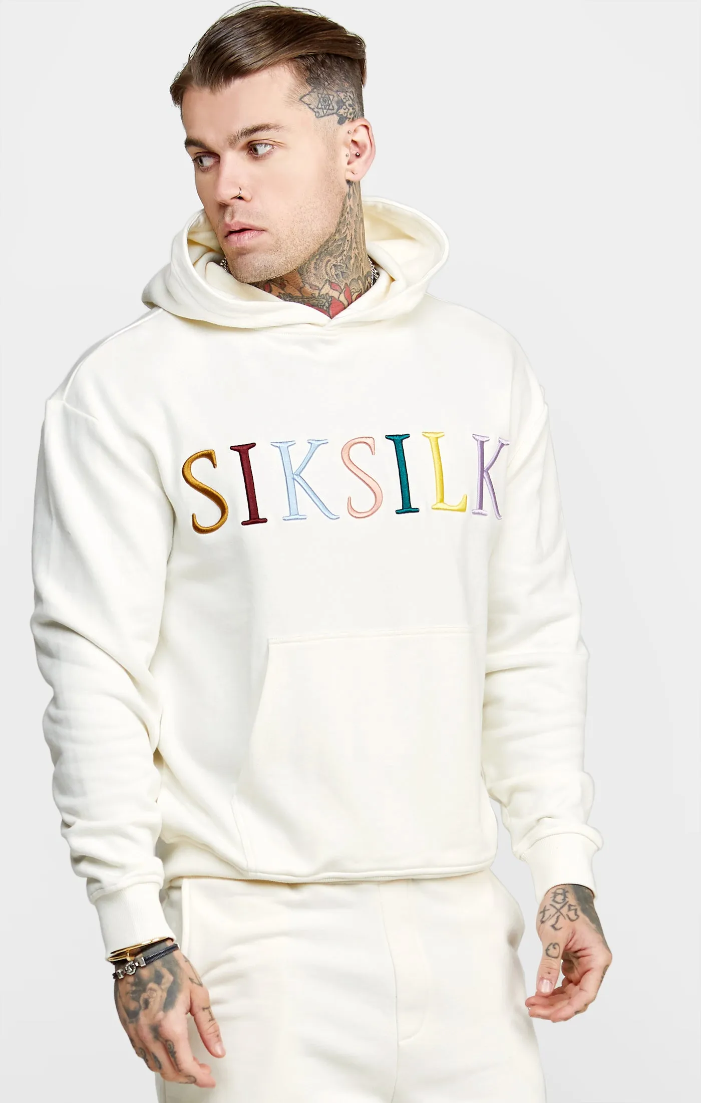 Ecru Coloured Logo Hoodie sold by Siksilk