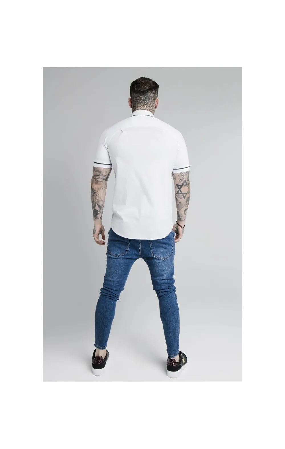 SikSilk S/S Piping Inset Cuff Shirt - White sold by Siksilk product image thumbnail 5