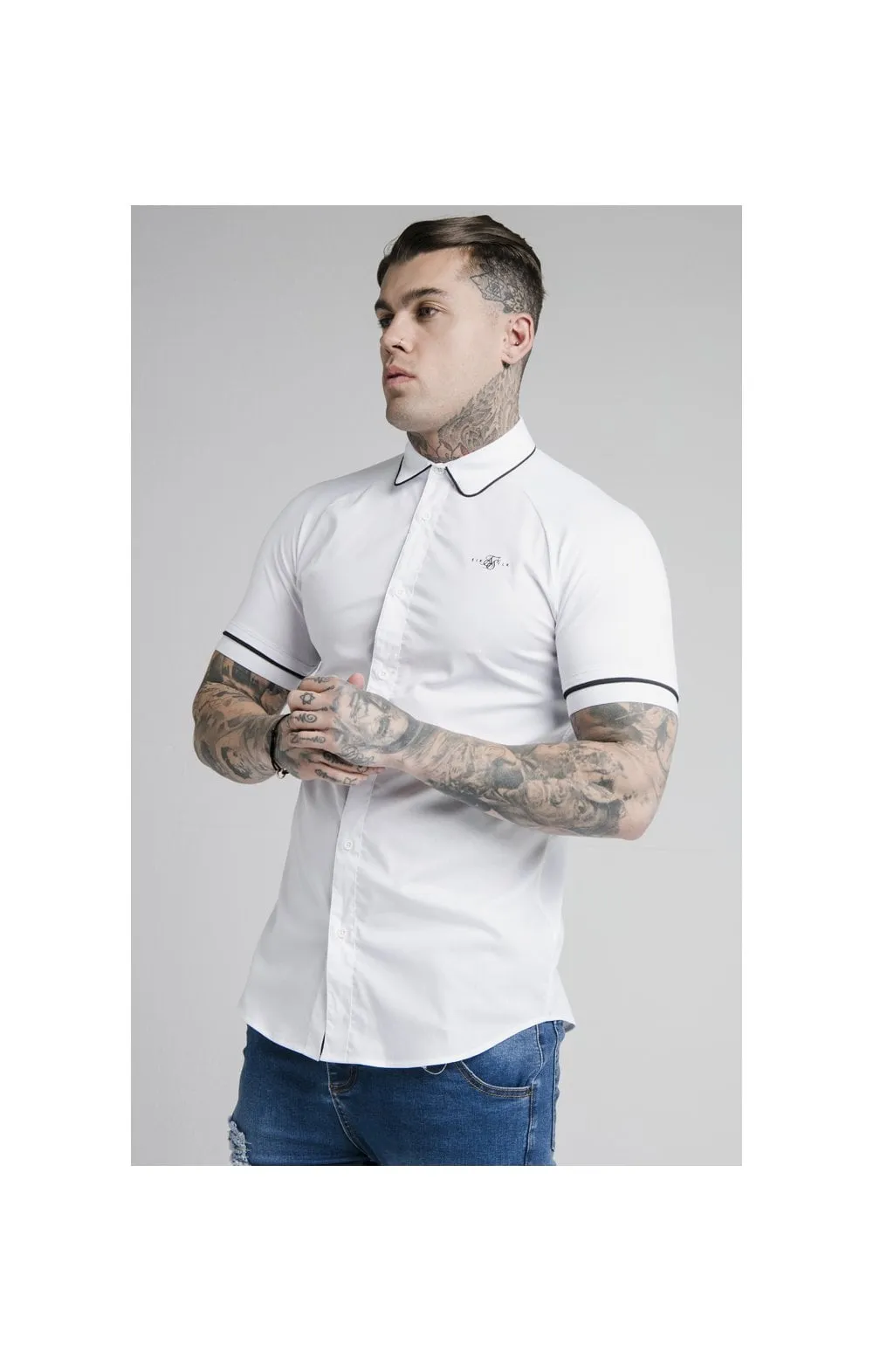 SikSilk S/S Piping Inset Cuff Shirt - White sold by Siksilk product image thumbnail 2