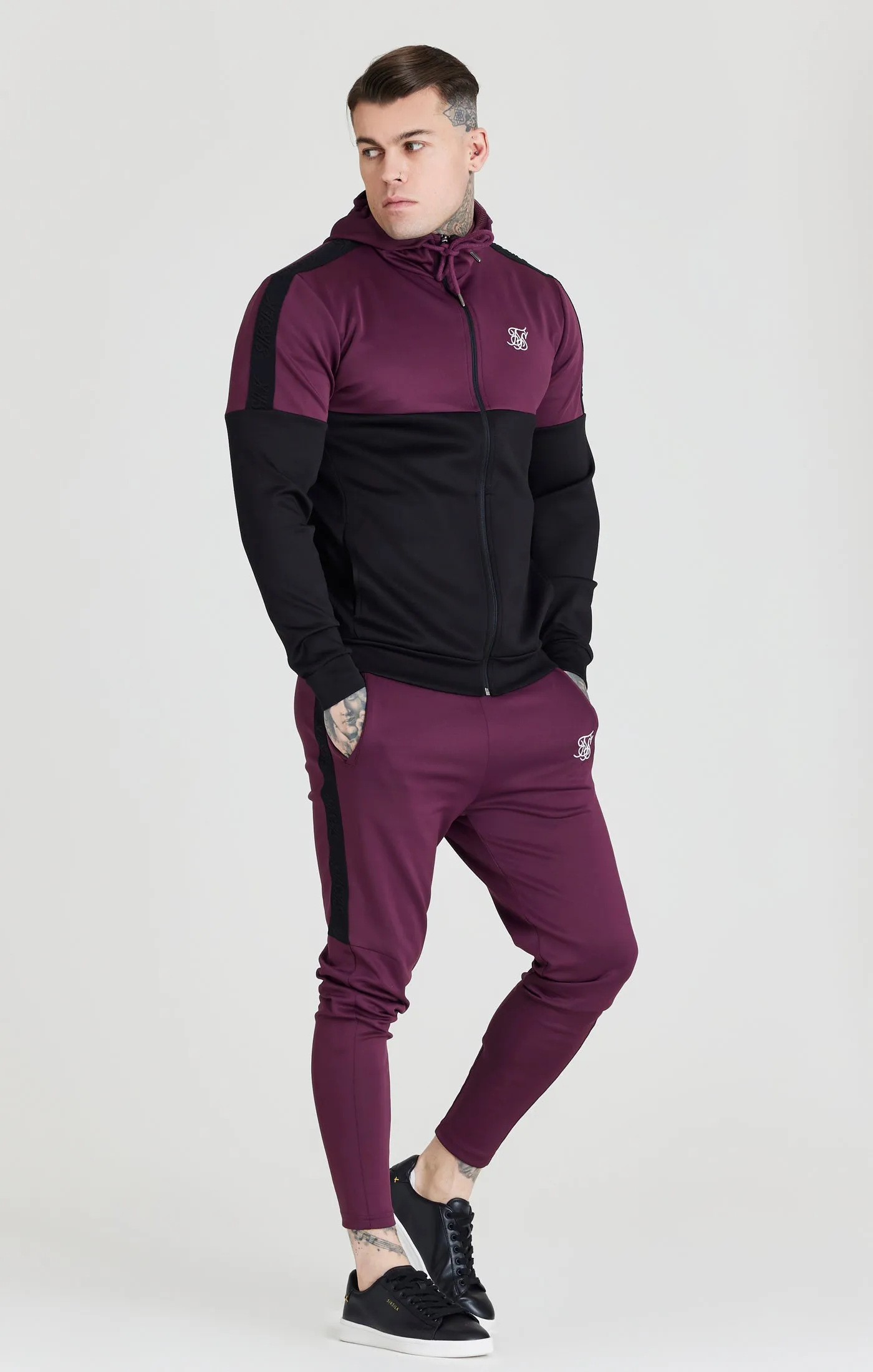 SikSilk Cut & Sew Zip Through Hood - Burgundy & Black sold by Siksilk product image thumbnail 3