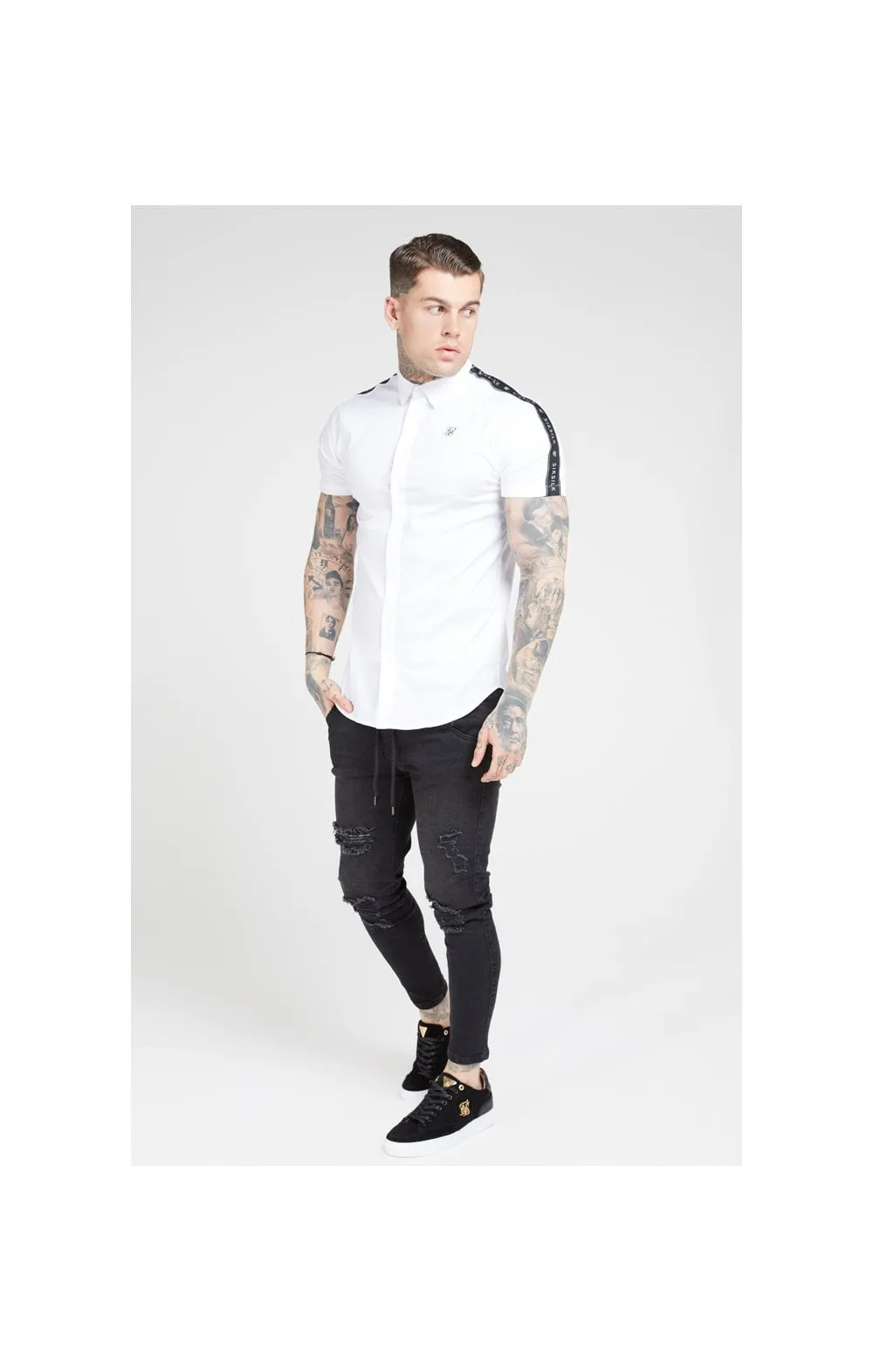 SikSilk S/S Piped Tape Shirt – White sold by Siksilk product image thumbnail 4