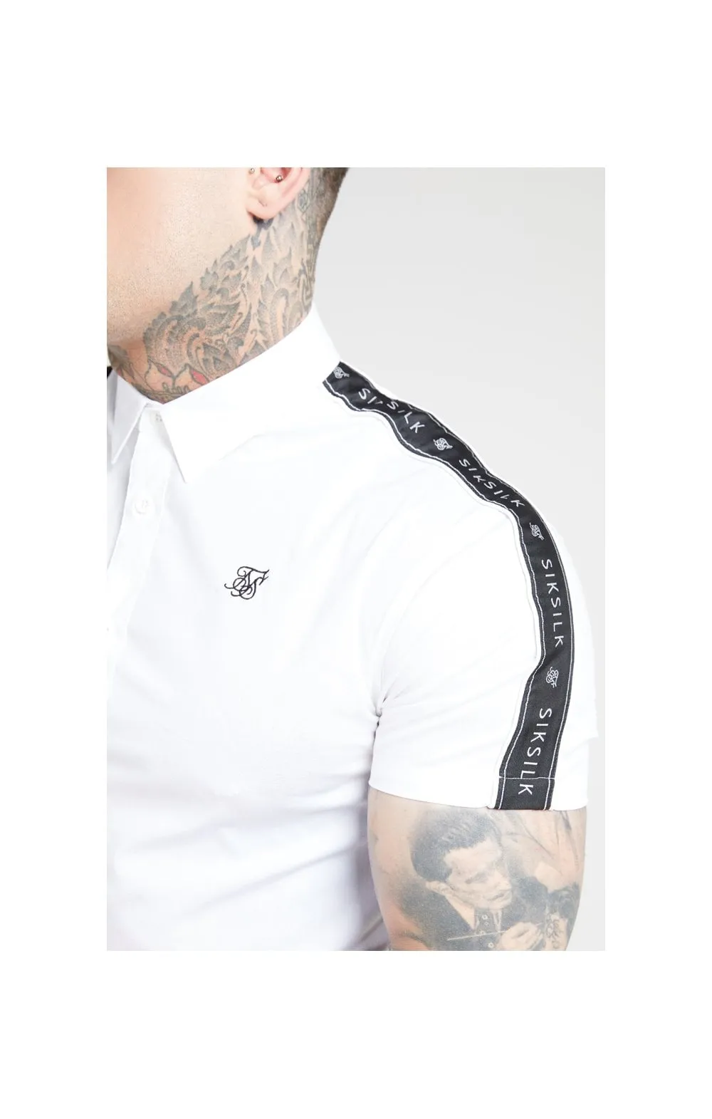 SikSilk S/S Piped Tape Shirt – White sold by Siksilk