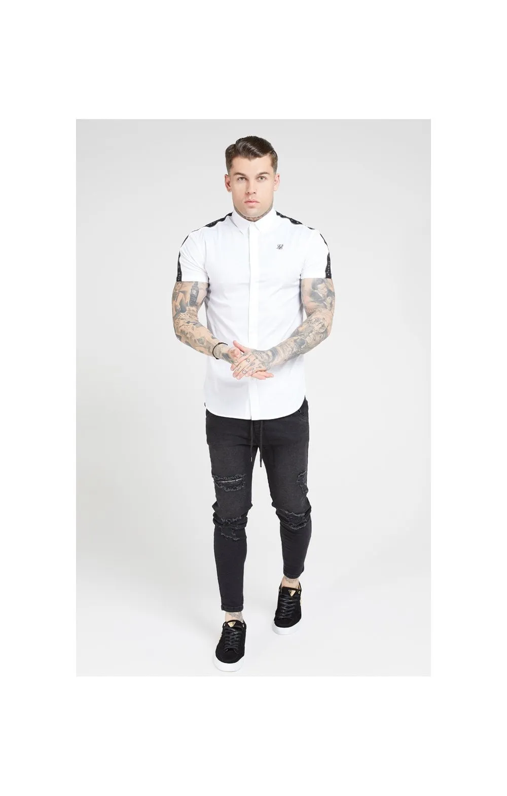 SikSilk S/S Piped Tape Shirt – White sold by Siksilk product image thumbnail 3