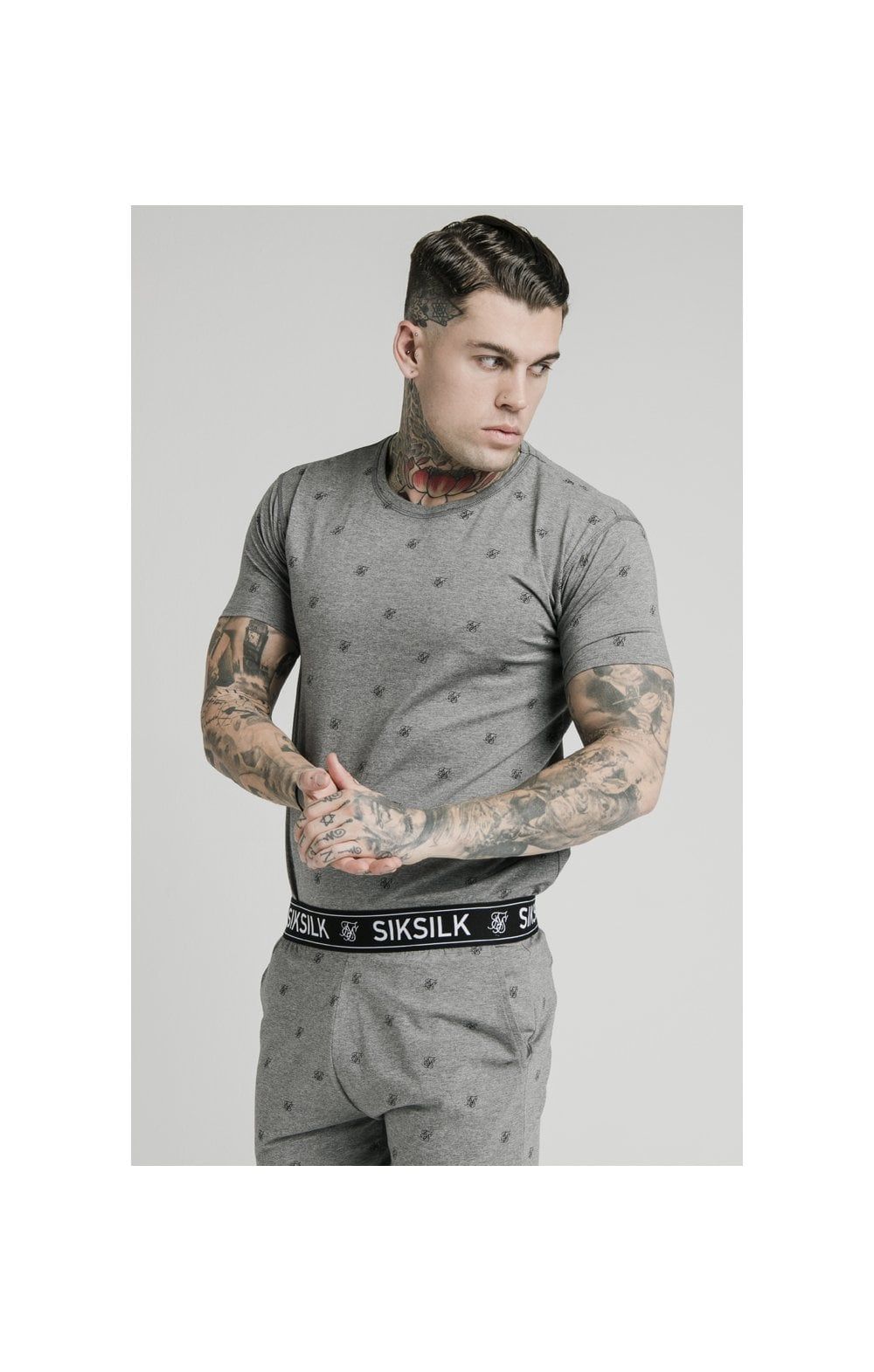 Grey Marl Logo Jersey Short sold by Siksilk product image thumbnail 5